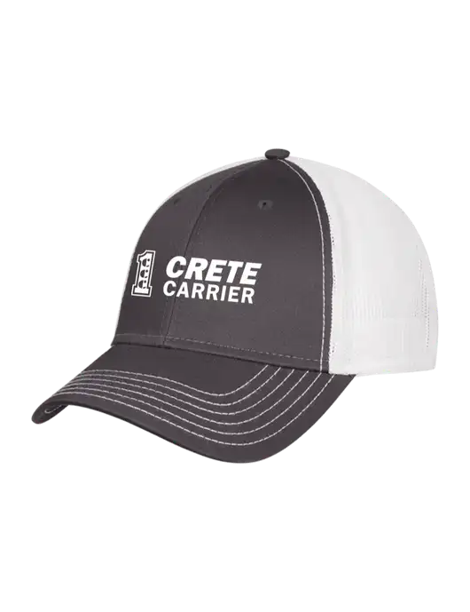 Dark Grey/White Mesh Trucker Cap Snap Back w/Crete Carrier Logo