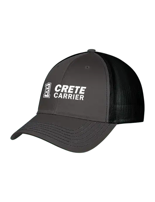 Charcoal & Black Mesh Trucker Cap Snap Back w/Crete Carrier Logo