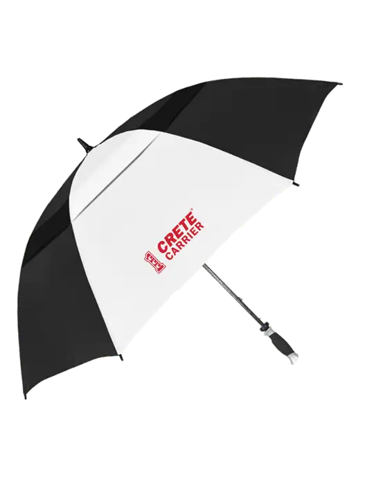 Black/White Vented Typhoon Tamer Golf Umbrella w/Crete Carrier Logo