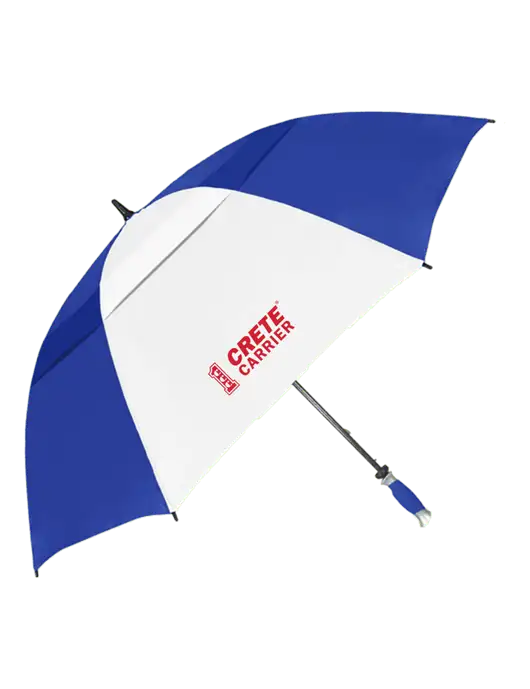 Royal/White Vented Typhoon Tamer Golf Umbrella w/Crete Carrier Logo