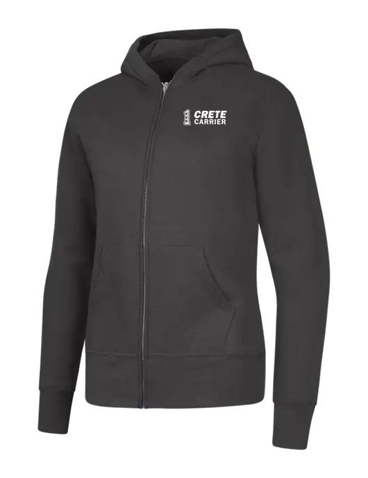 Charcoal Womens Core Fleece Full-Zip Hooded Sweatshirt w/Crete Carrier Logo