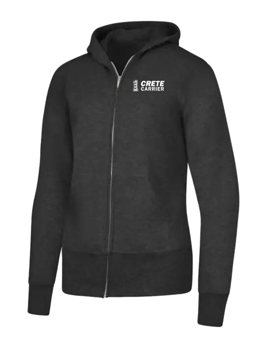 Dark Heather Grey Womens Core Fleece Full-Zip Hooded Sweatshirt w/Crete Carrier Logo