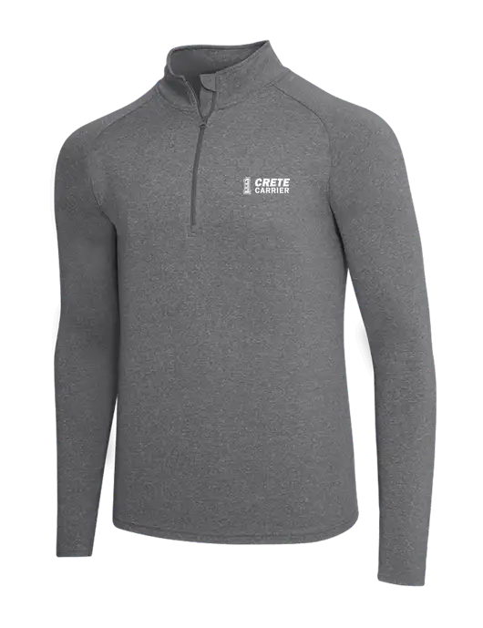 Dark Grey Heather Sport Wick Stretch 1/4 Zip Pullover w/Crete Carrier Logo