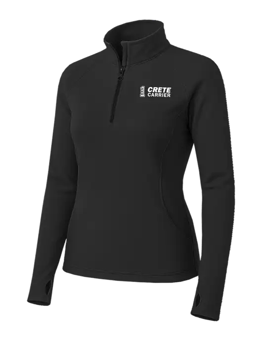 Charcoal Grey Womens Sport Wick Stretch 1/4 Zip Pullover w/Crete Carrier Logo