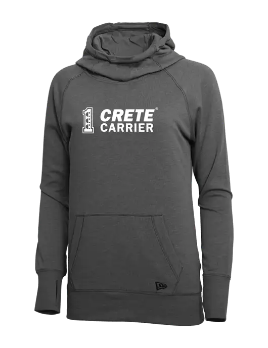 New Era Black Heather Womens Tri-Blend Fleece Pullover Hoodie w/Crete Carrier Logo