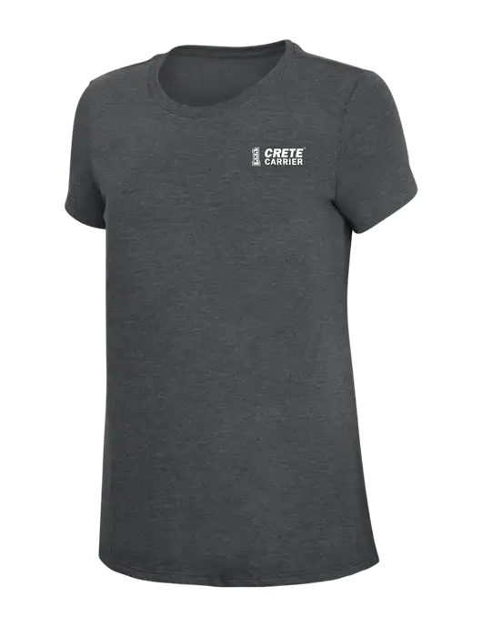 Womens Simply Soft Charcoal 4.5oz Poly/Combed Ring Spun Cotton T-Shirt w/Crete Carrier Logo