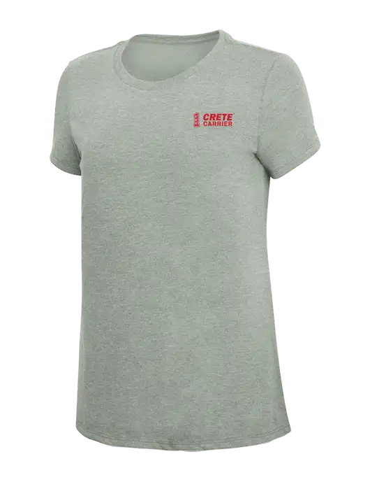 Womens Simply Soft Heathered Light Grey 4.5oz Poly/Combed Ring Spun Cotton T-Shirt w/Crete Carrier Logo