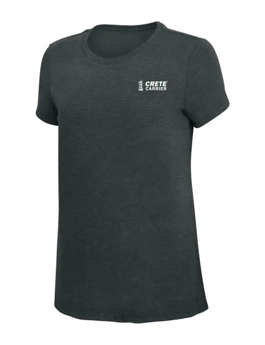 Womens Simply Soft Black Frost 4.5oz Poly/Combed Ring Spun Cotton T-Shirt w/Crete Carrier Logo