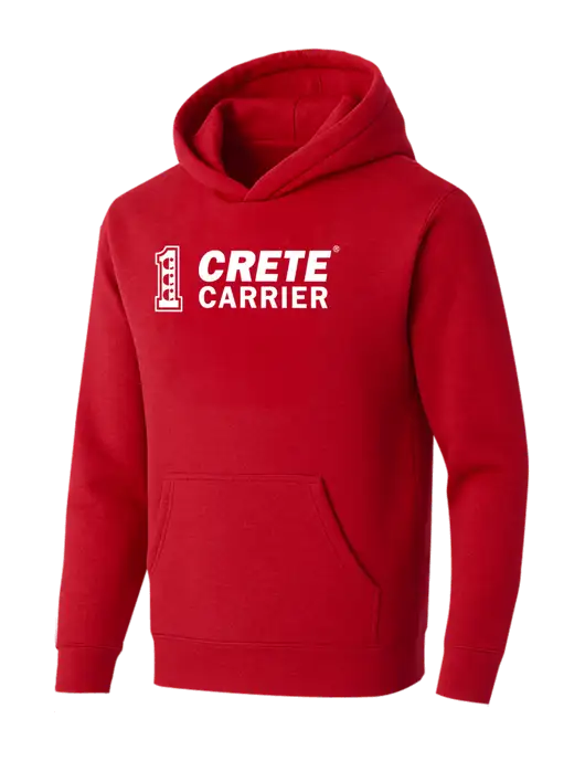 BELLA+CANVAS Red Sponge Fleece Pullover Hoodie w/Crete Carrier Logo