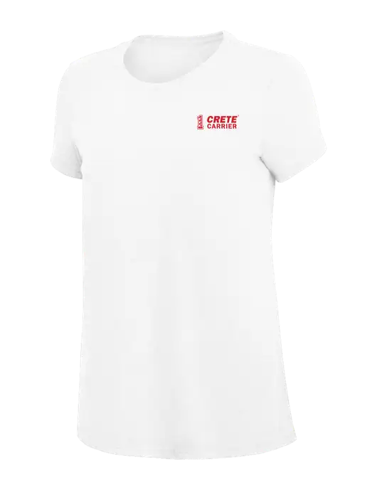 Womens Simply Soft White 4.5oz Poly/Combed Ring Spun Cotton T-Shirt
 w/Crete Carrier Logo