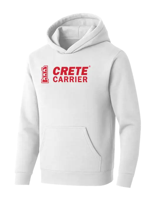 BELLA+CANVAS Heathered White Sponge Fleece Pullover Hoodie w/Crete Carrier Logo