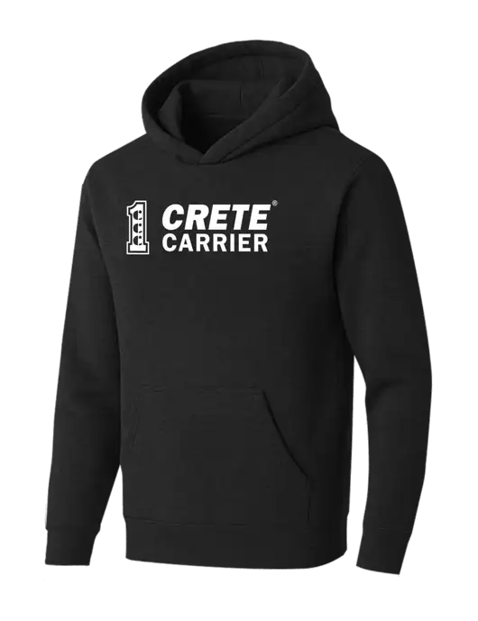 BELLA+CANVAS Black Heather Sponge Fleece Pullover Hoodie w/Crete Carrier Logo