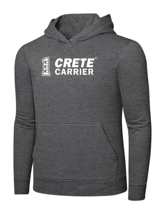 Graphite Heather 7.8. oz Ring Spun Hooded Sweatshirt w/Crete Carrier Logo