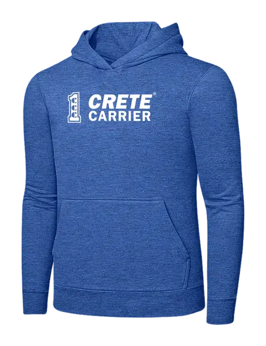 Heather Royal 7.8. oz Ring Spun Hooded Sweatshirt w/Crete Carrier Logo