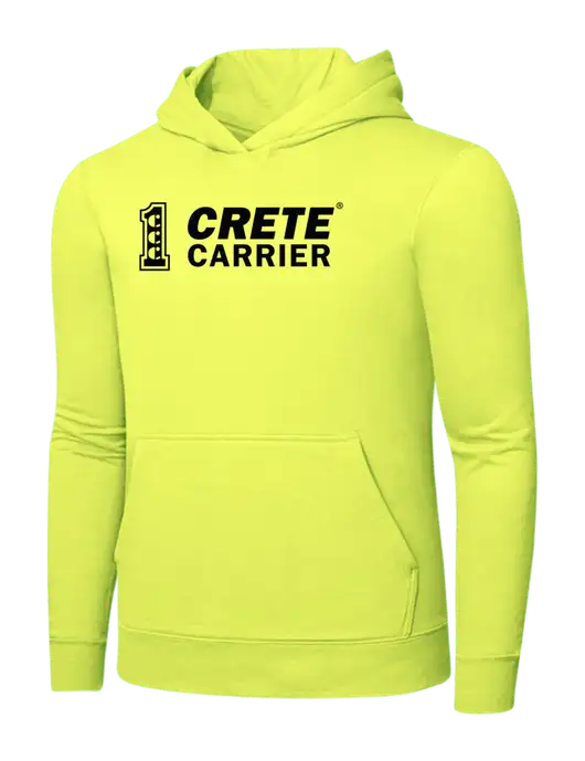 Safety Yellow 7.8. oz Ring Spun Hooded Sweatshirt w/Crete Carrier Logo