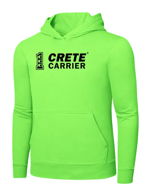 Safety Green 7.8. oz Ring Spun Hooded Sweatshirt w/Crete Carrier Logo