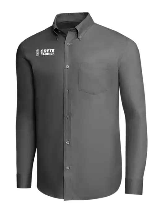 Brooks Brothers Dark Grey Wrinkle-Free Stretch Pinpoint Shirt w/Crete Carrier Logo