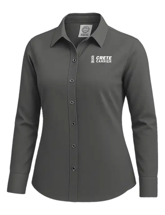 Brooks Brothers Womens Dark Grey Wrinkle-Free Stretch Nailhead Shirt w/Crete Carrier Logo