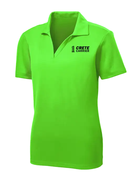 Womens Neon Green PosiCharge RacerMesh Polo w/Crete Carrier Logo