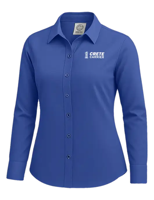Brooks Brothers Womens Royal Blue Wrinkle-Free Stretch Nailhead Shirt w/Crete Carrier Logo
