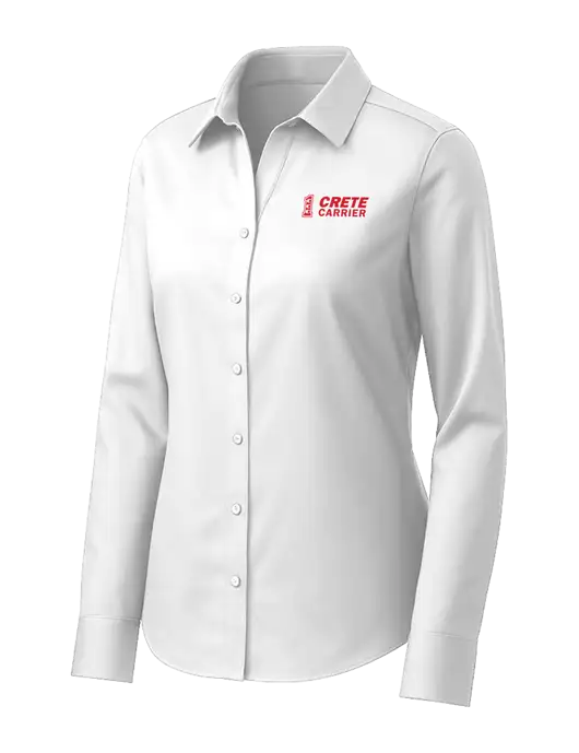 Brooks Brothers Womens White Wrinkle-Free Stretch Pinpoint Shirt w/Crete Carrier Logo
