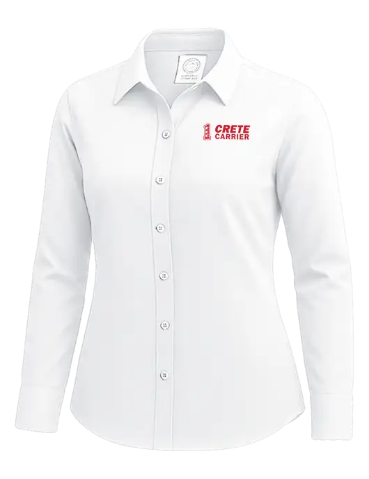 Brooks Brothers Womens White Wrinkle-Free Stretch Nailhead Shirt w/Crete Carrier Logo