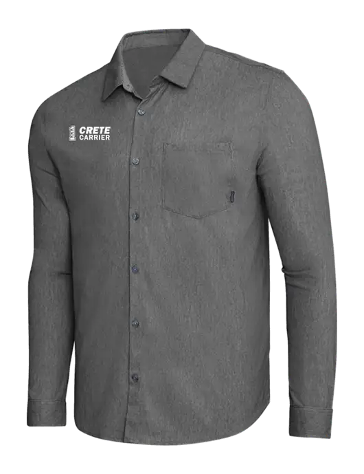 OGIO Dark Grey Heather Extend Long Sleeve Button Up Shirt w/Crete Carrier Logo