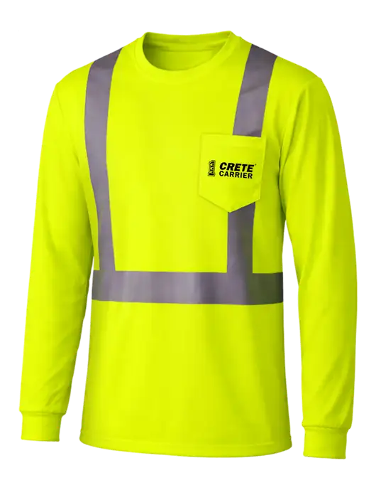 CornerStone Safety Yellow ANSI 107 Class 2 Mesh Long Sleeve Tee w/Crete Carrier Logo