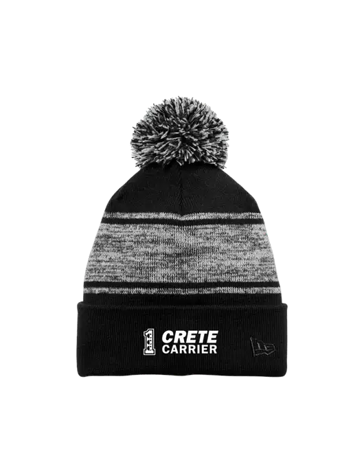 New Era Black/Charcoal Knit Chilled Pom Beanie w/Crete Carrier Logo