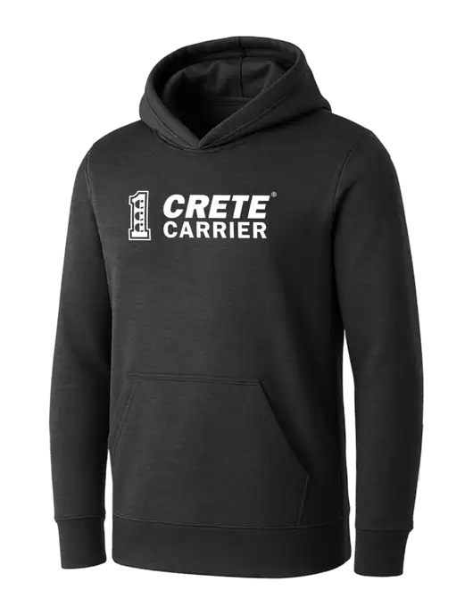 Womens Dark Grey Heather Core Fleece Pullover Hooded Sweatshirt w/Crete Carrier Logo