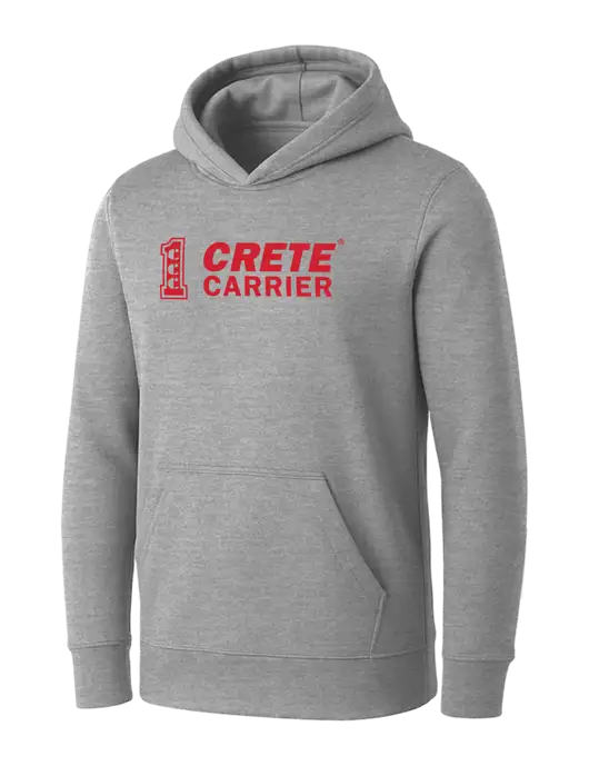 Womens Light Grey Heather Core Fleece Pullover Hooded Sweatshirt w/Crete Carrier Logo