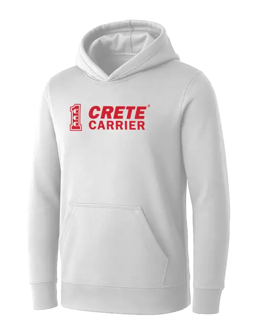 Womens White Core Fleece Pullover Hooded Sweatshirt w/Crete Carrier Logo