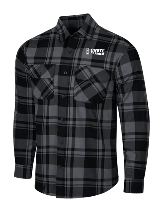 Medium Grey/Black Plaid Flannel Shirt w/Crete Carrier Logo