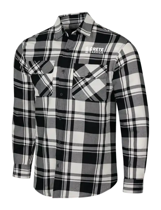 White/Black Plaid Flannel Shirt w/Crete Carrier Logo
