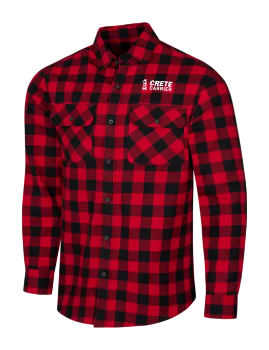 Red/Black Buffalo Check Plaid Flannel Shirt w/Crete Carrier Logo
