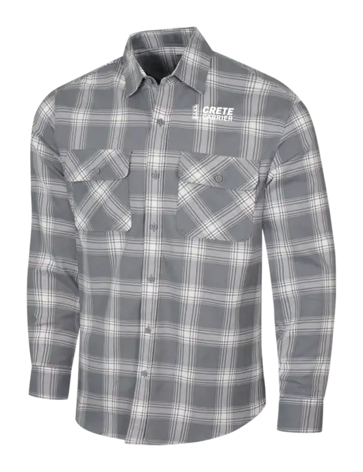 Medium Grey/Cream Plaid Flannel Shirt w/Crete Carrier Logo