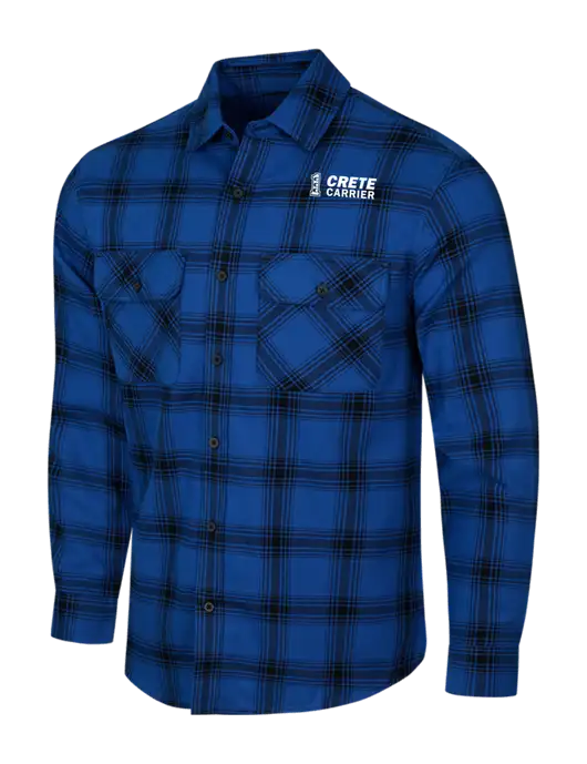 Royal/Black Open Plaid Flannel Shirt w/Crete Carrier Logo