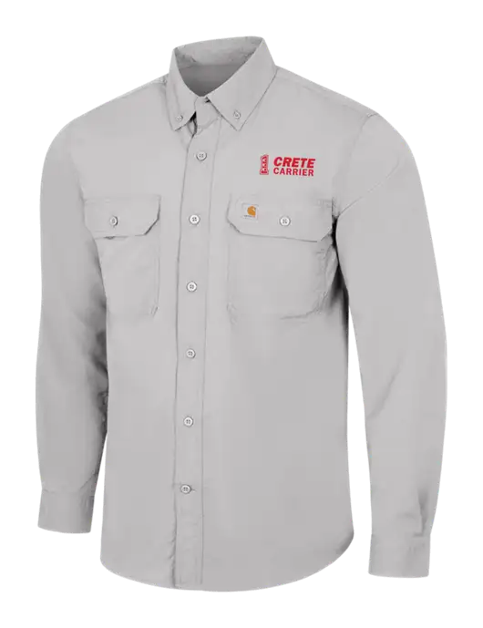 Carhartt Force Light Grey Solid Long Sleeve Shirt w/Crete Carrier Logo
