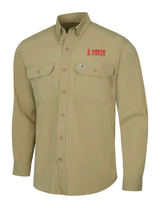 Carhartt Force Dark Tan Solid Long Sleeve Shirt w/Crete Carrier Logo