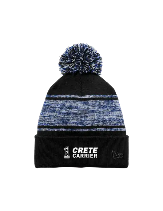 New Era Black/Royal Knit Chilled Pom Beanie w/Crete Carrier Logo