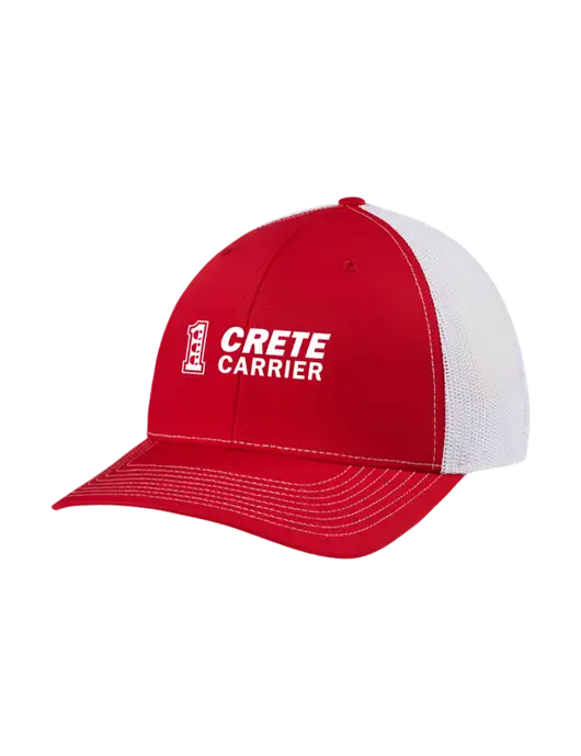 Richardson Adjustable Snapback Original 112 Trucker Cap Red w/White Mesh w/Crete Carrier Logo