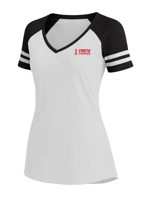 Womens White/Black V-Neck Game Tee w/Crete Carrier Logo