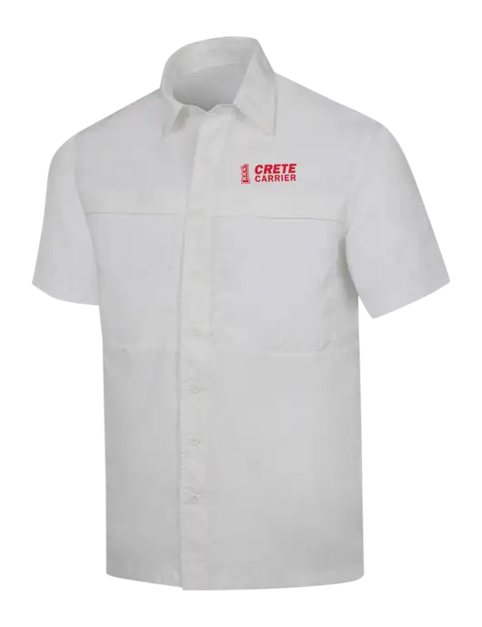 White Short Sleeve UV Daybreak Shirt w/Crete Carrier Logo