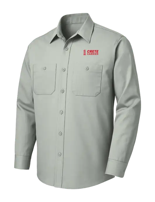 Red Kap Light Grey Long Sleeve Work Shirt w/Crete Carrier Logo