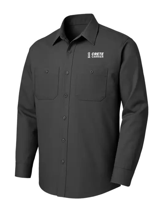 Red Kap Charcoal Long Sleeve Work Shirt w/Crete Carrier Logo