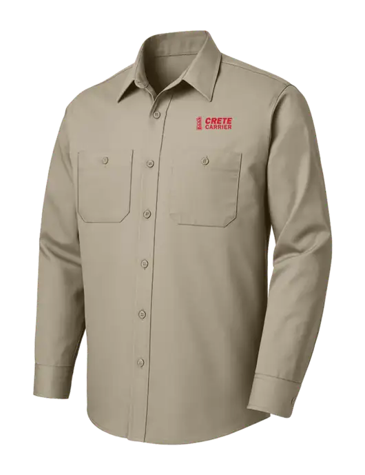 Red Kap Tan Long Sleeve Work Shirt w/Crete Carrier Logo
