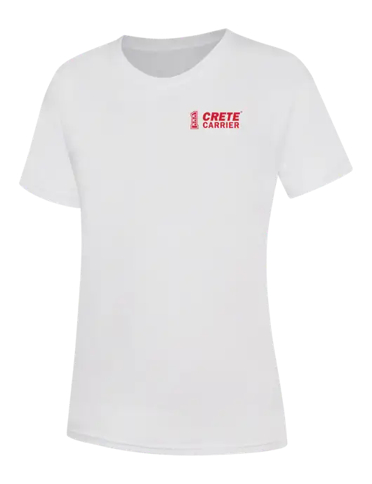 Womens White Core Blend Tee w/Crete Carrier Logo