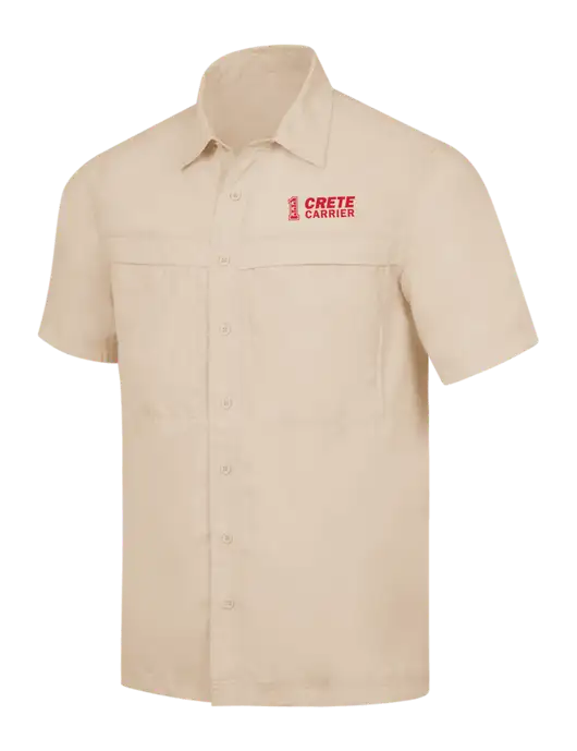 Tan Short Sleeve UV Daybreak Shirt w/Crete Carrier Logo