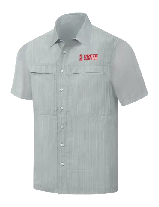 Light Grey Crosshatch Short Sleeve UV Daybreak Shirt w/Crete Carrier Logo