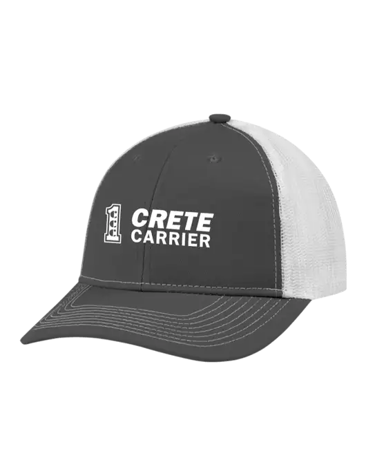 Snapback Ponytail Trucker Cap Dark Grey w/White Mesh w/Crete Carrier Logo